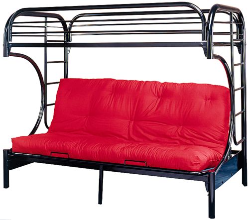 fUton bunk bed C-design twin over futon black color